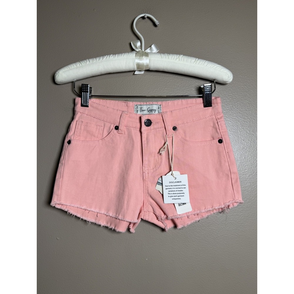 True Gypsy Juniors Pink Cut Off Denim Shorts Size 1 Apricot LSO6090
